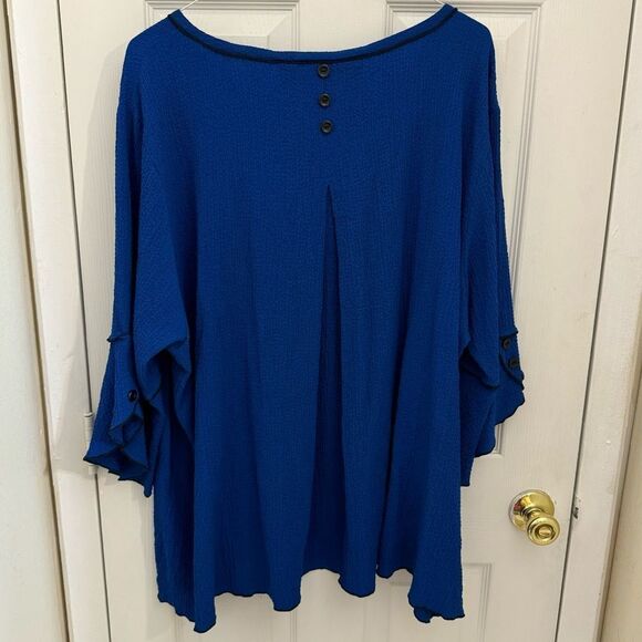 Ali Miles Women’s Bell Sleeve Lagenlook Tunic Royal Blue Size 3X Flowy Artsy - Picture 7 of 7